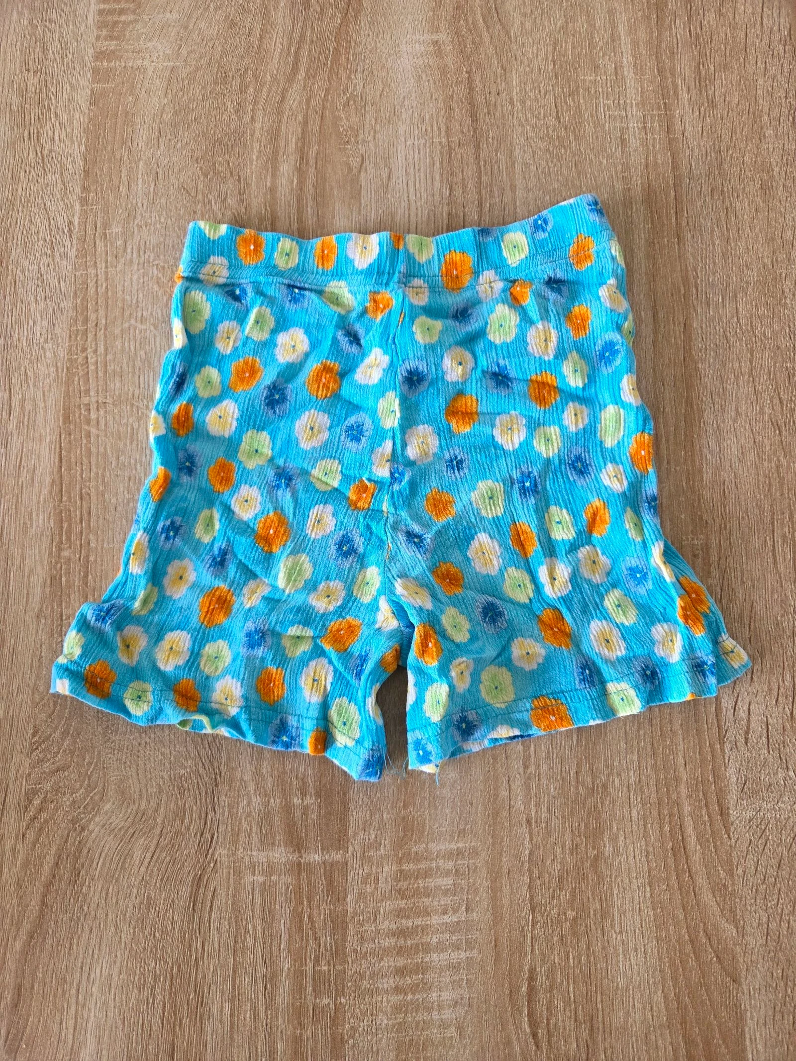 Short bleu à fleurs en viscose taille 6 ans 114 cm